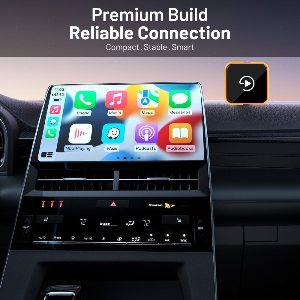 Wireless CarPlay Adapter for Apple iPhone & Android Auto USB Adapter Plug & Play