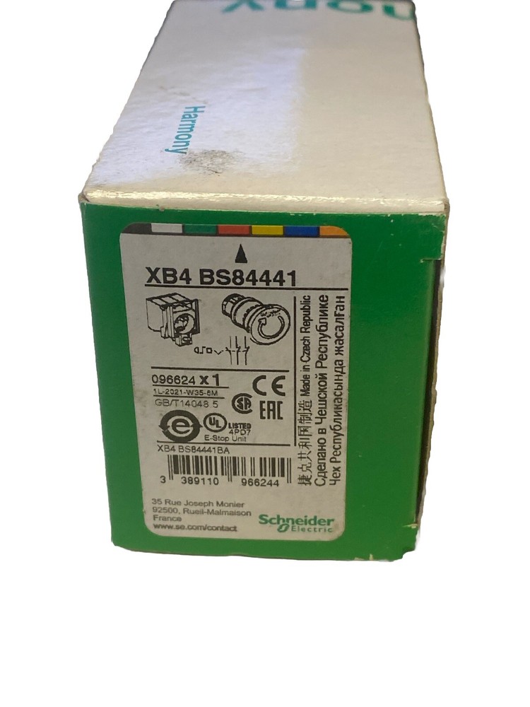 Schneider XB4BS84441 Emergency Stop Push Button Latching Rotating Release 1S+2Ö
