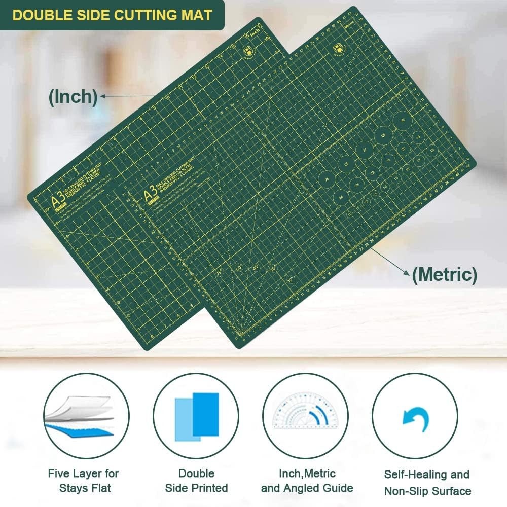 Thickened 18"x12" Rotary Cutting Mat - Ideal for Sewing & Leather Projects
