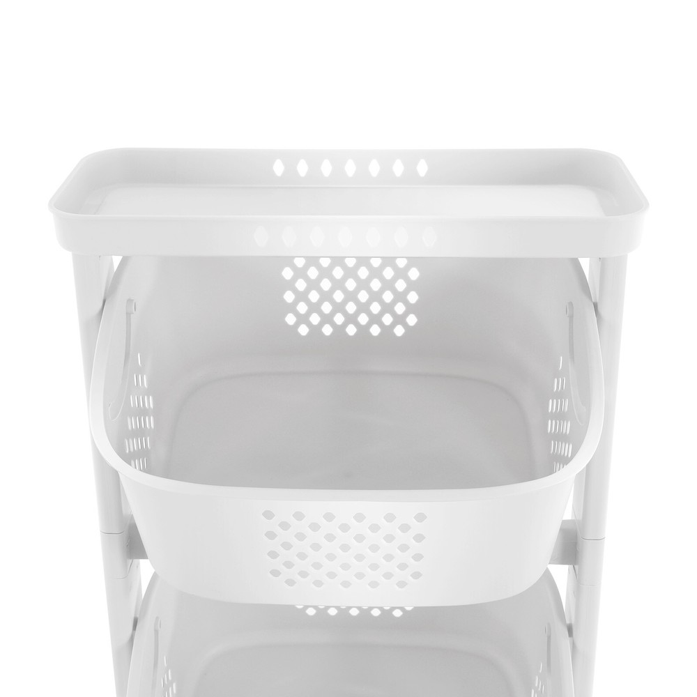 3 Layers Rolling Laundry Basket Clothes Hamper Storage Organizer Sorter Shelf