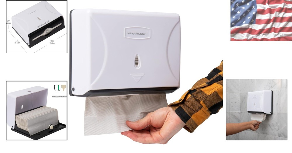 Efficient White Wall-Mounted Paper Towel Dispenser - Quick Refill & Easy Clean