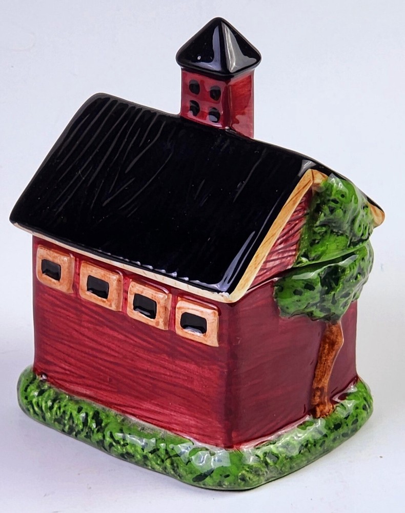 SAKURA Barns Figural Sugar Bowl, Embossed/Textured Red Barn
