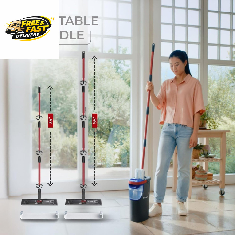 H2Pro Flat Mop System | Quick Cleaning Tool | Clean with Water | Machine Washab