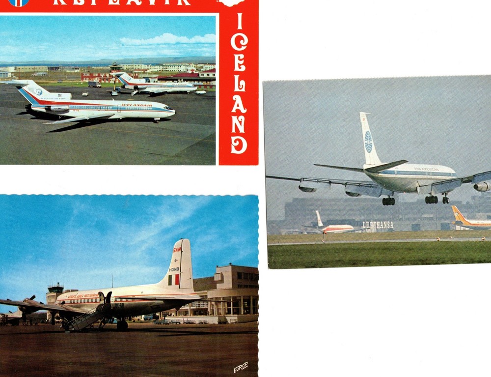 3 airport postcards