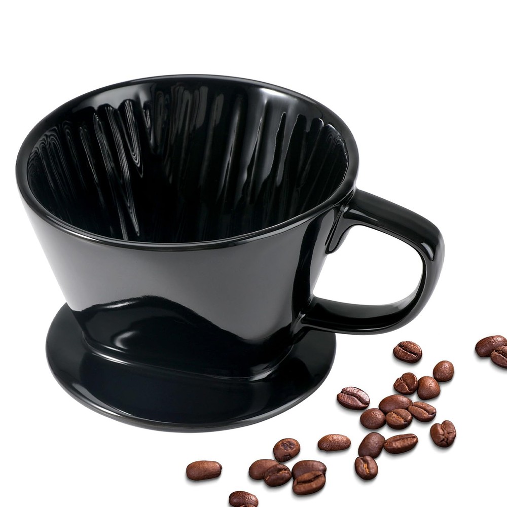 Ceramic Pour Over Coffee Maker Dripper with 3 Holes Flat Bottom