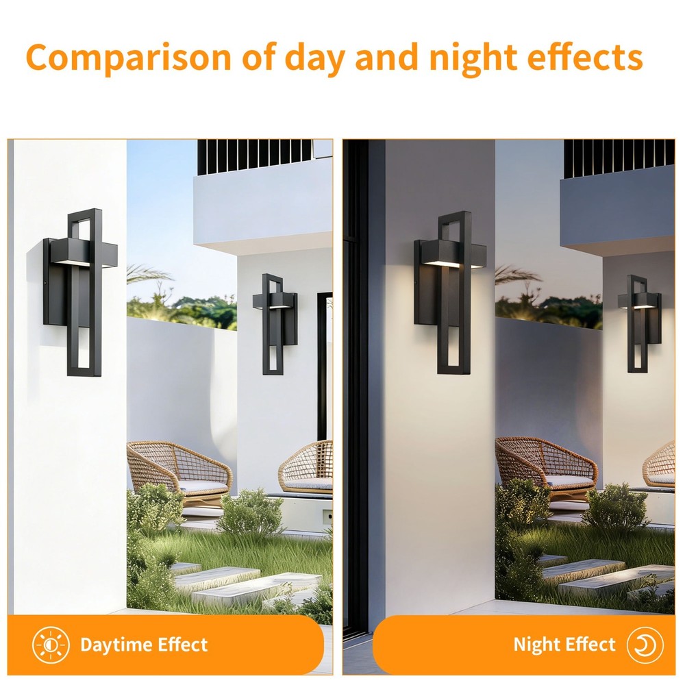 1-2 Pack 16.5 in. Black Outdoor Wall Light