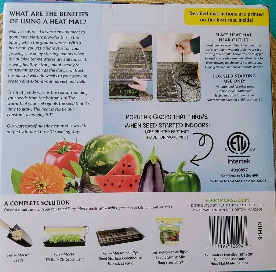 Ferry Morse Seed Stating Heat Mat 10'' x 20'' Indoor Use Only