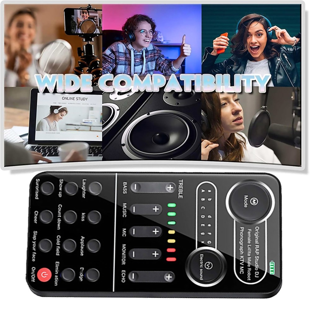For Podcast Sound Card Portable Mixer with Evading Function 13 Adjustable Stones