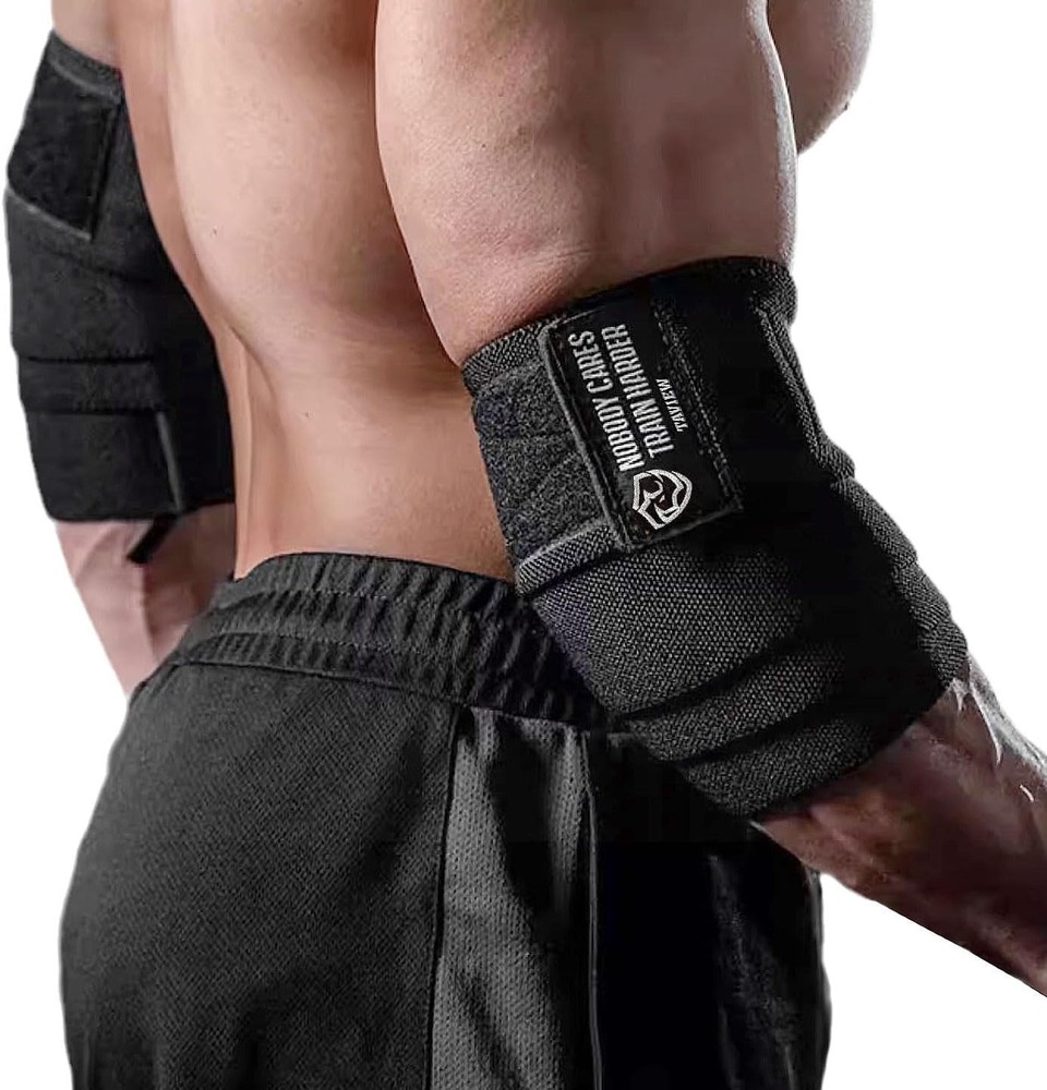 Elbow Wraps for Weightlifting (1 Pair) 47" Elastic Support Straps Gym Workout