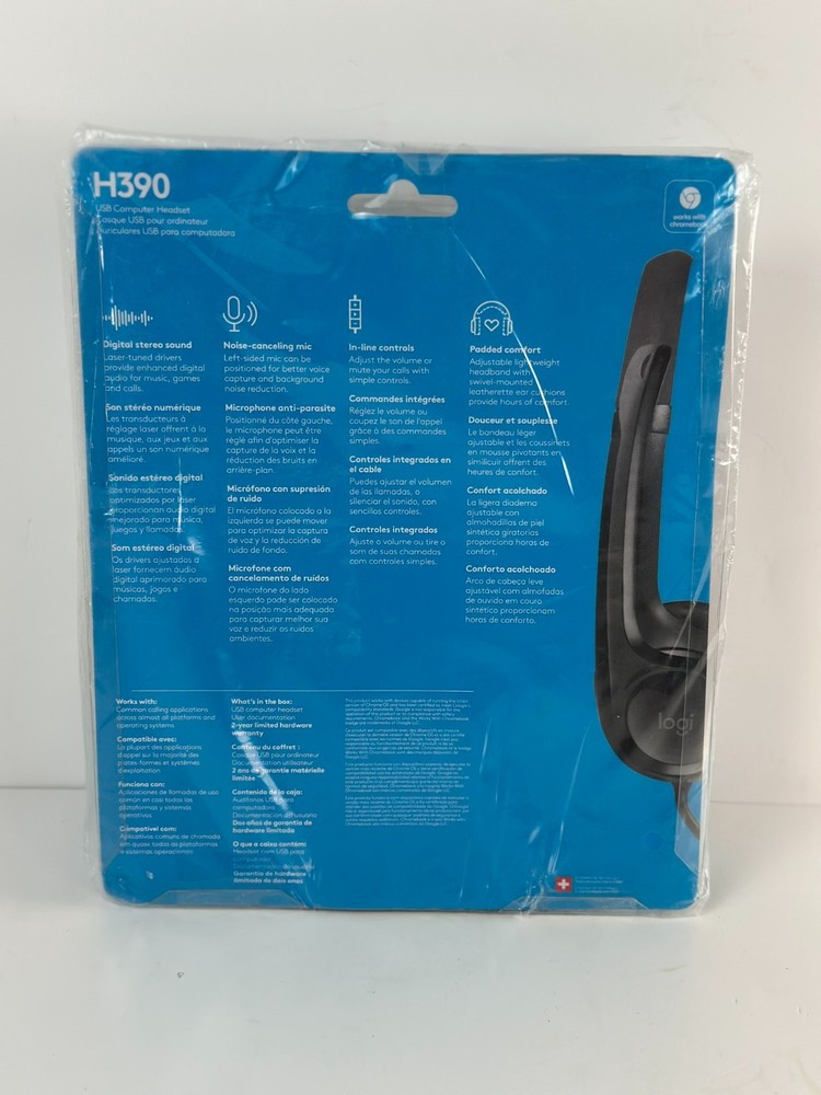 Logitech H390 USB Computer Headset Noise Canceling Mic New