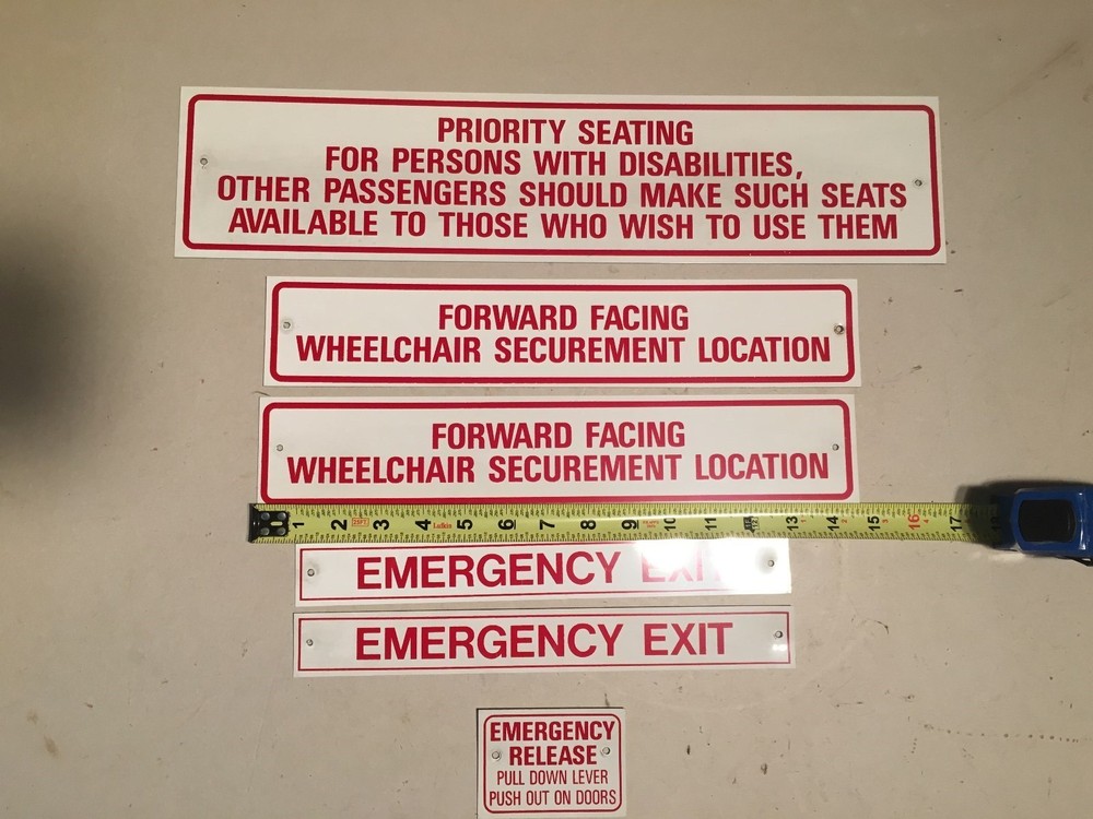 TERRA TRANSIT INTERIOR WARNING SIGNS - PRIORITY SEAT, WHEELCHAIR, EMERGENCY EXIT