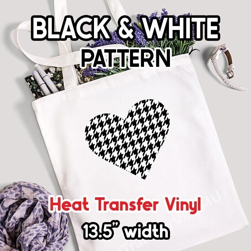 Black & White / Houndstooth Patterned HTV 13.5" ROLL **FREE SHIPPING**