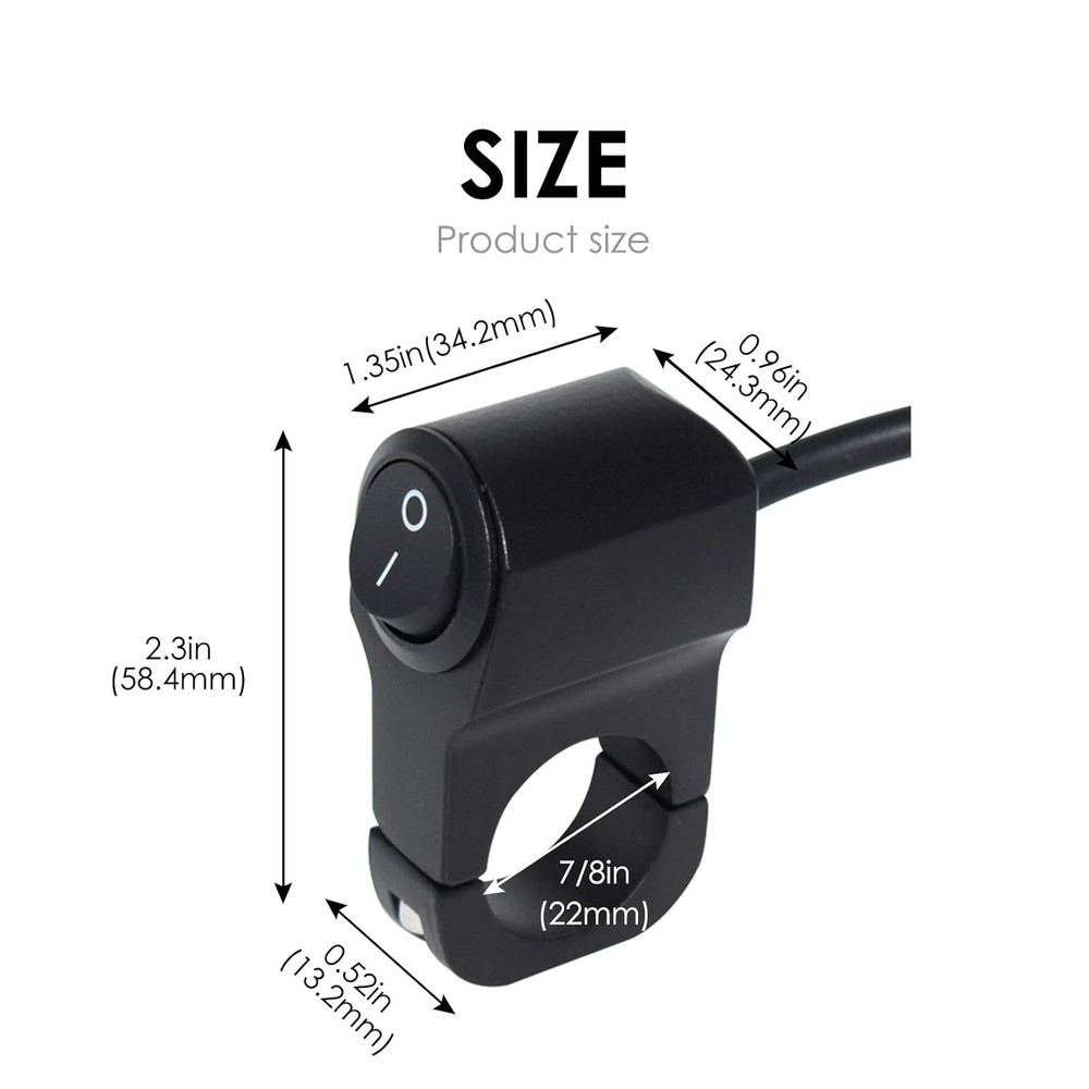 Weather-Resistant 12V Push Button Handlebar Switch for Motorcycle & ATV Lighting