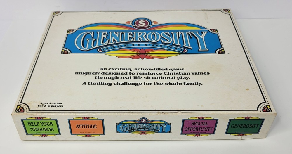 Vintage "Generosity Make It Count!" Christian Values Game 1985 Ed Complete Set