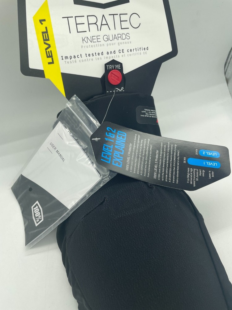 100% Teratec Knee Guards Level 1 Black Size Large