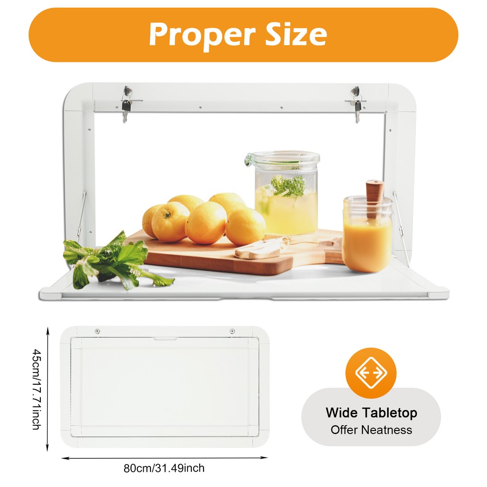 Wall Mount RV Caravan Picnic Folding External Table Aluminum White 800 x 450mm