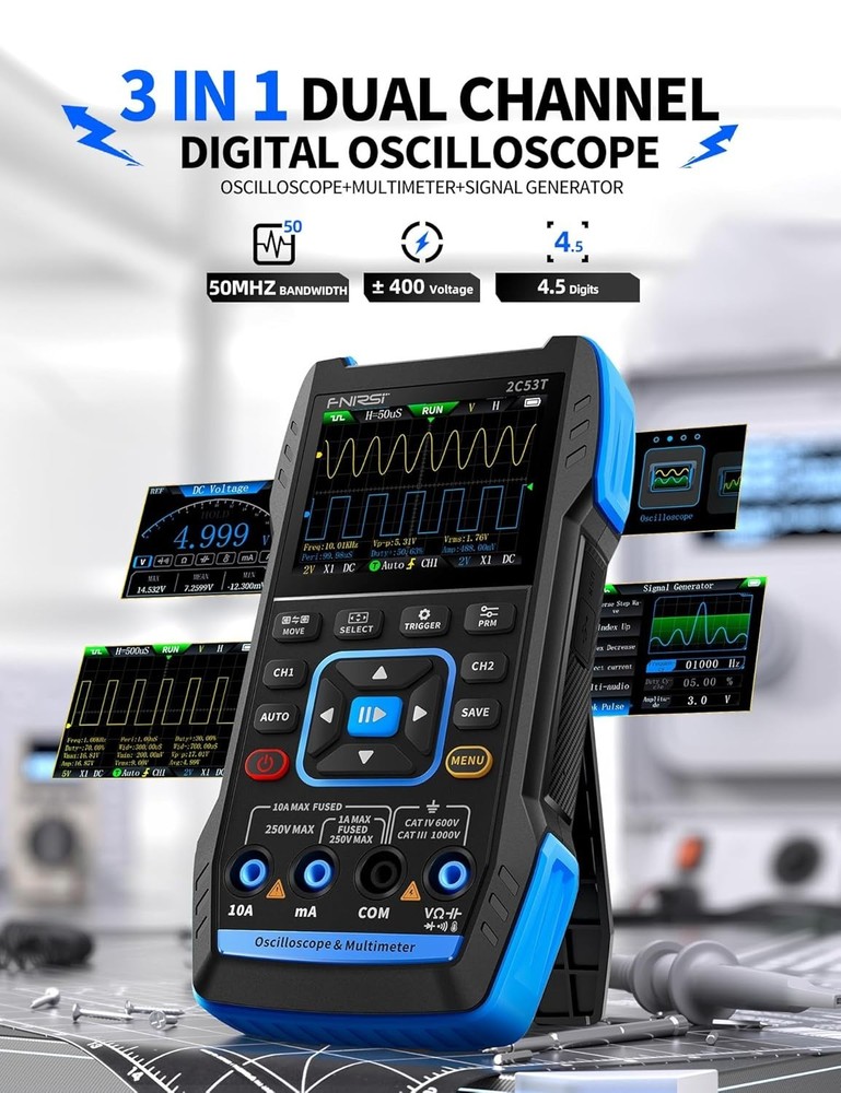 Advanced Oscilloscope with 4.5-Digit Display and Continuity Measurement Function