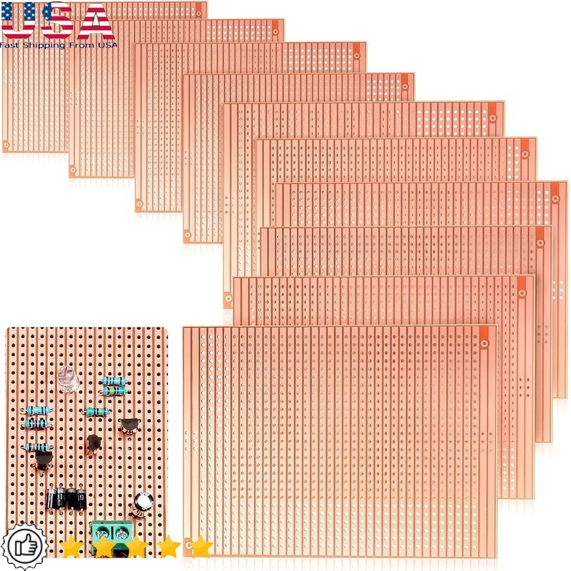 10 Pack Copper Strip Prototype Boards Easy Soldering PCB DIY Electronic Projects