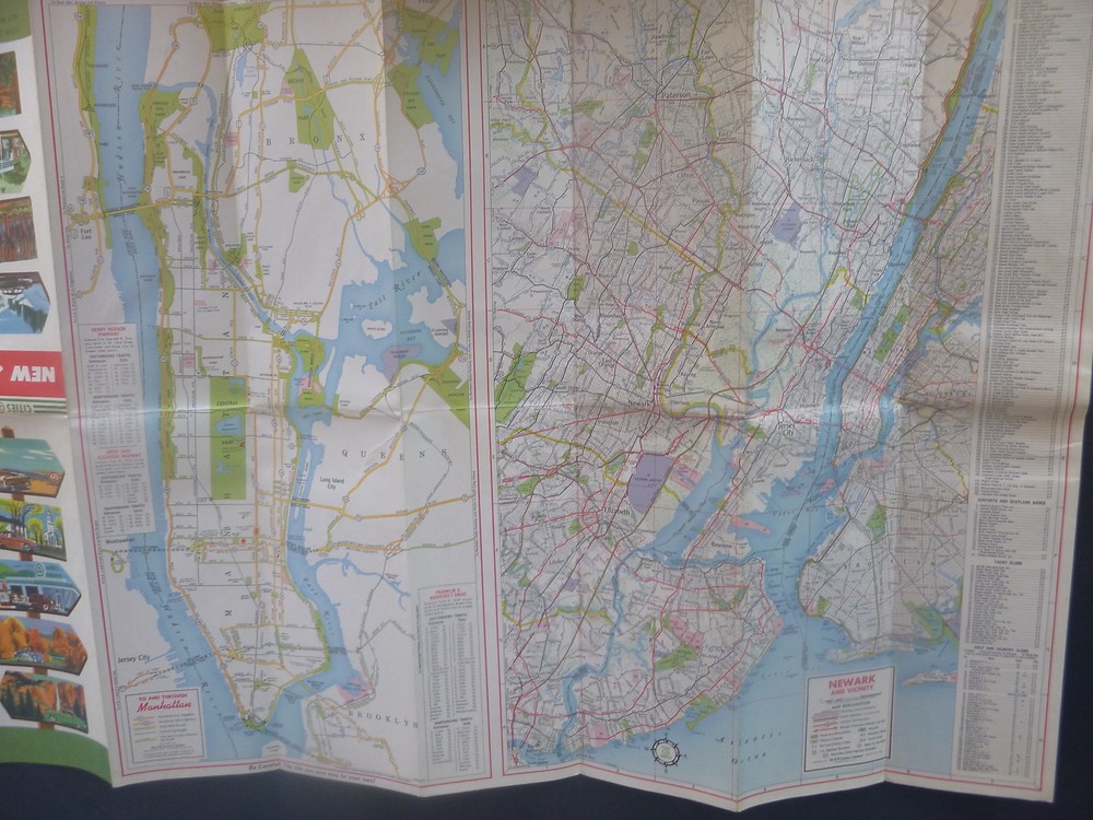 1954 New Jersey road map Cities Service gas