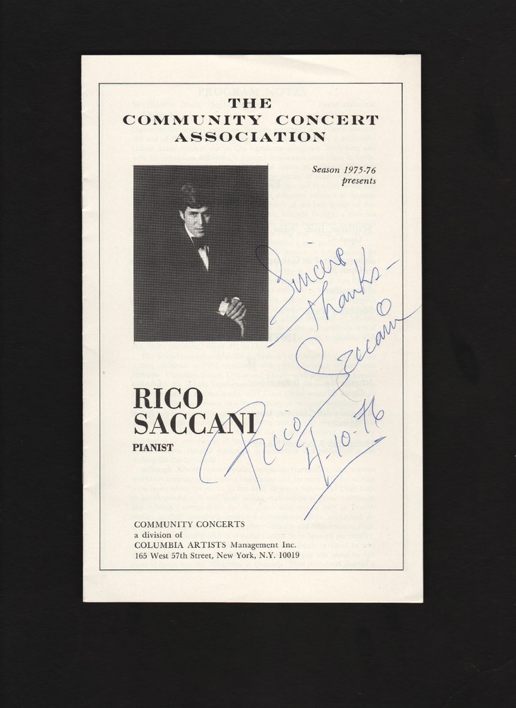 pianist & conductor Rico Saccani SIGNED 1976 program -- Budapest Orchestra
