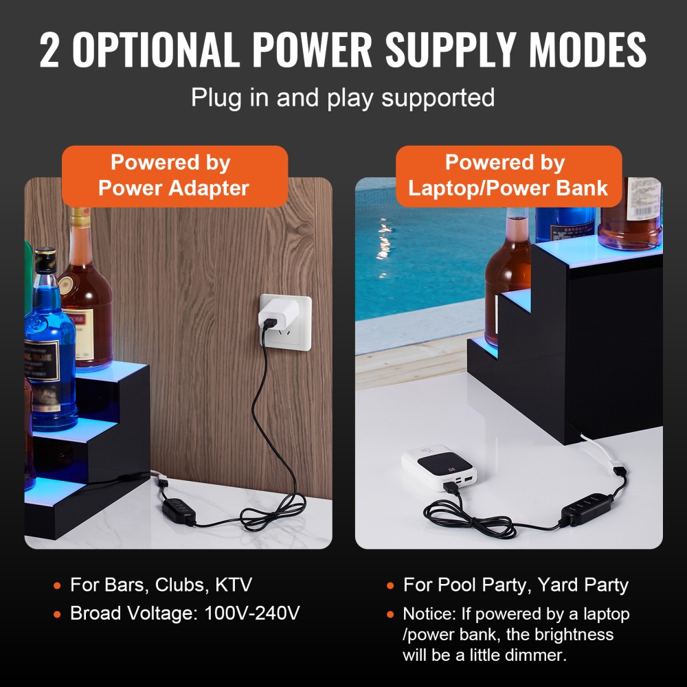 LED Lighted Bar Shelf Display, App & RF Remote Control, 16 inches