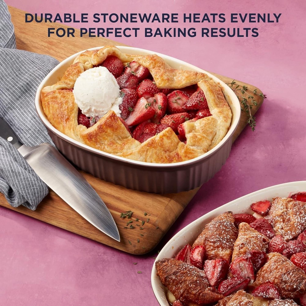 Ceramic Bakeware Set with Lids Chip and Crack Resistant Stoneware Baking Dish...