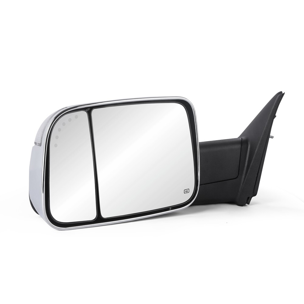 Pair Chrome Tow Mirrors For 2009-2018 Dodge Ram 1500 w/Temp Sensor Puddle Light