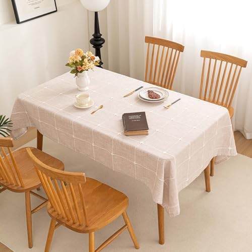 Rustic Farmhouse Tablecloth - Cotton 54" x 86" (Rectangular) Plaids Coffee