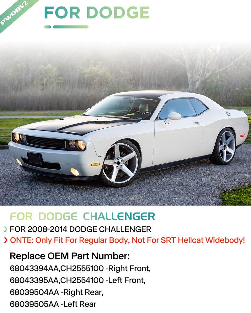 Dynamic Front Rear Bumper LED Side Marker Lights For 2008-2014 Dodge Challenger