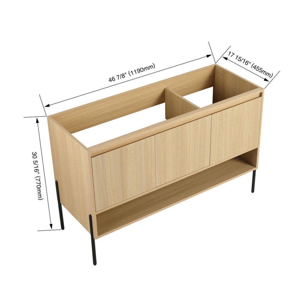 Modern 48" Bathroom Vanity with Thick Plank Construction, Ample Storage &