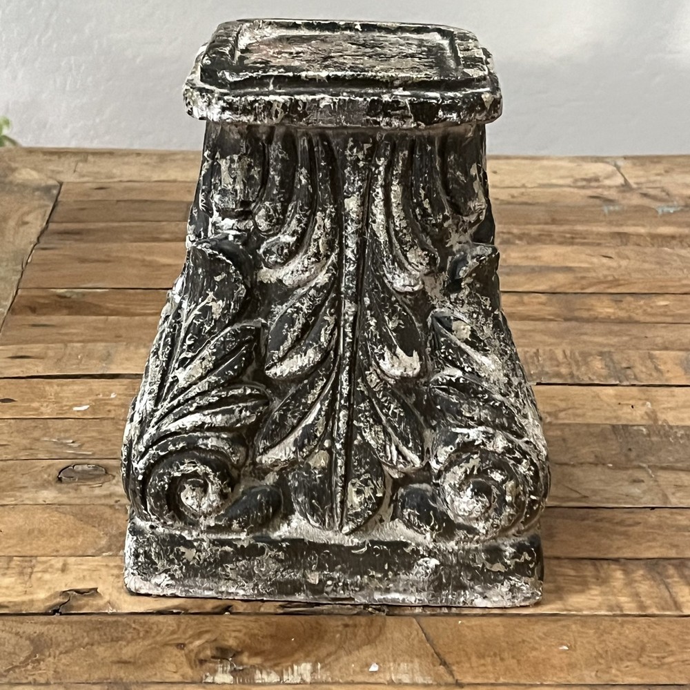 Vintage Corinthian Style Column Pedestal Base 9" Scroll Design