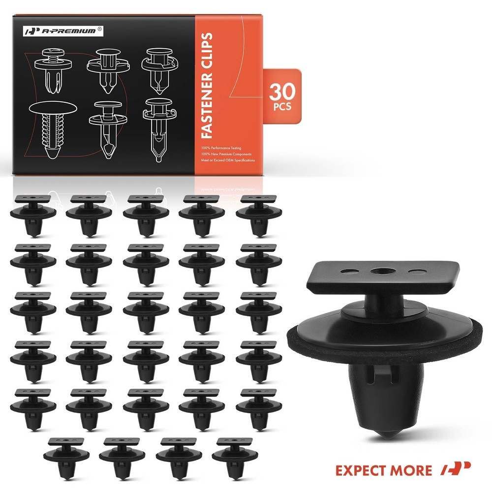 A-Premium 8mm Nylon Rocker Panel Car 30-PC for Clips, Black