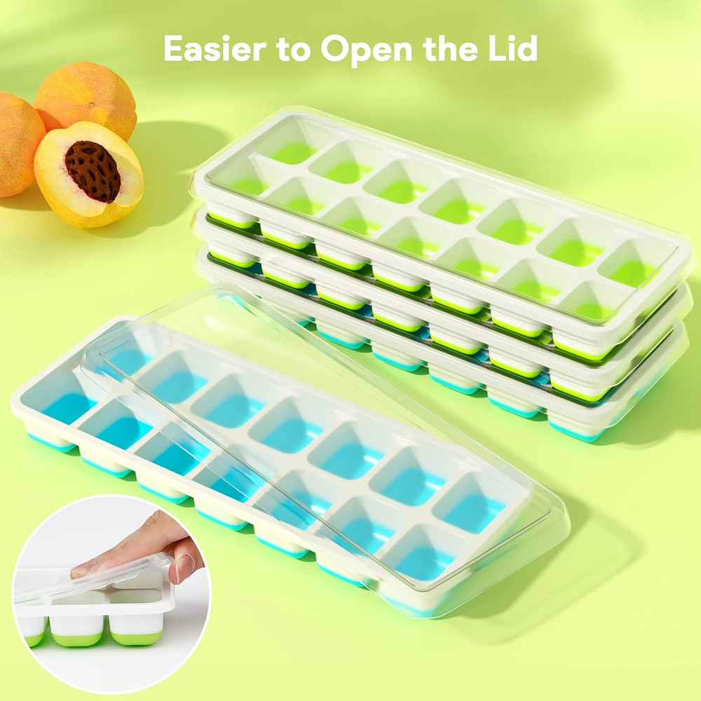 Ice Cube Trays 4 Pack, Airabc Silicone with Removable Lid, Easy-Release Flexible