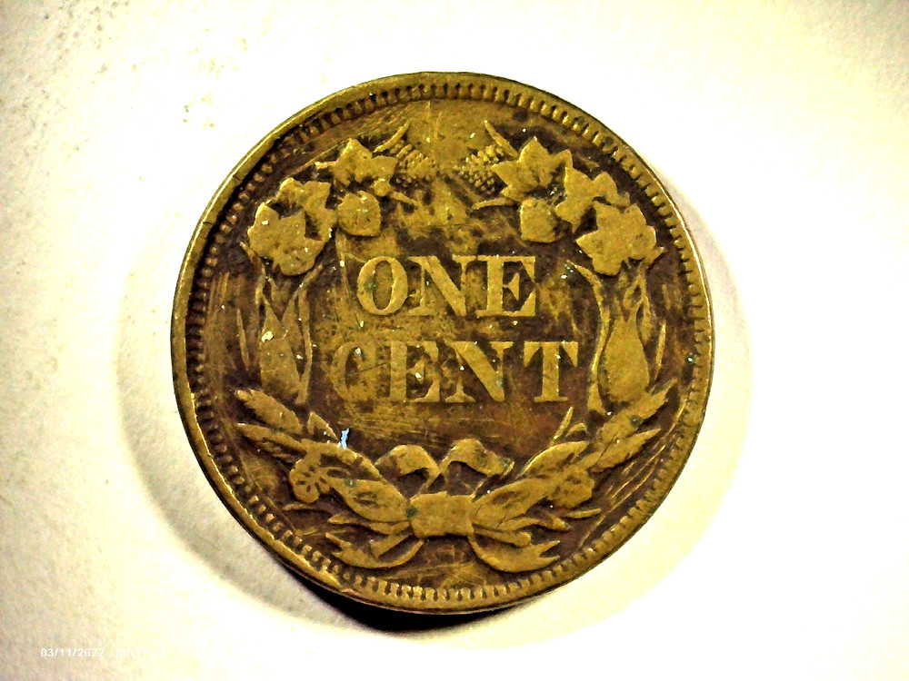 1857 FLING EAGLE ONE CENT