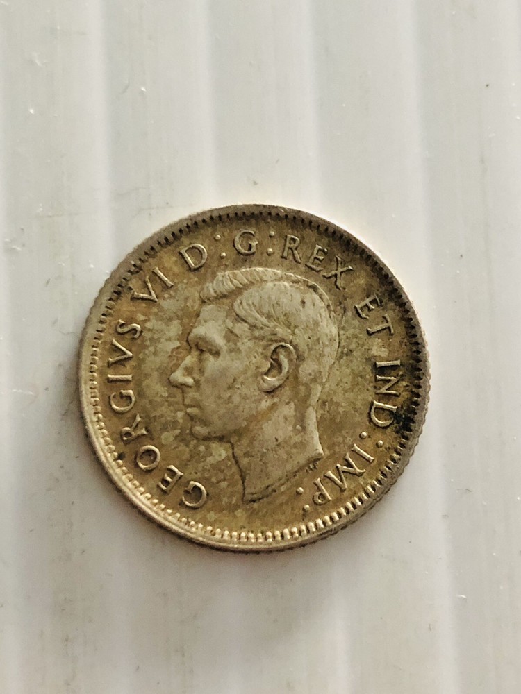 Canada 10 Cents 1941 Silver Die Crack Error Nice Details