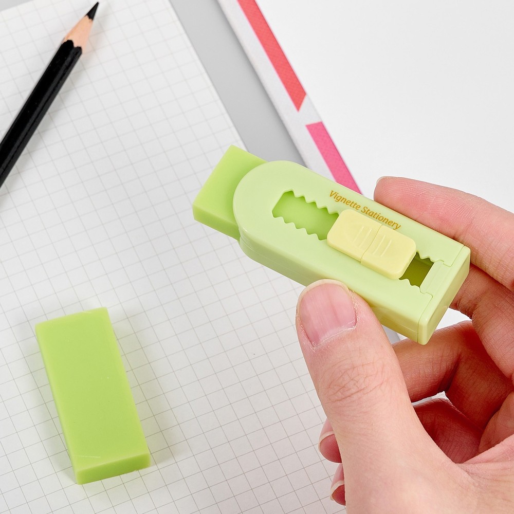 Retractable Eraser with Extra Refill Soft Rubber Break Resistant School Student