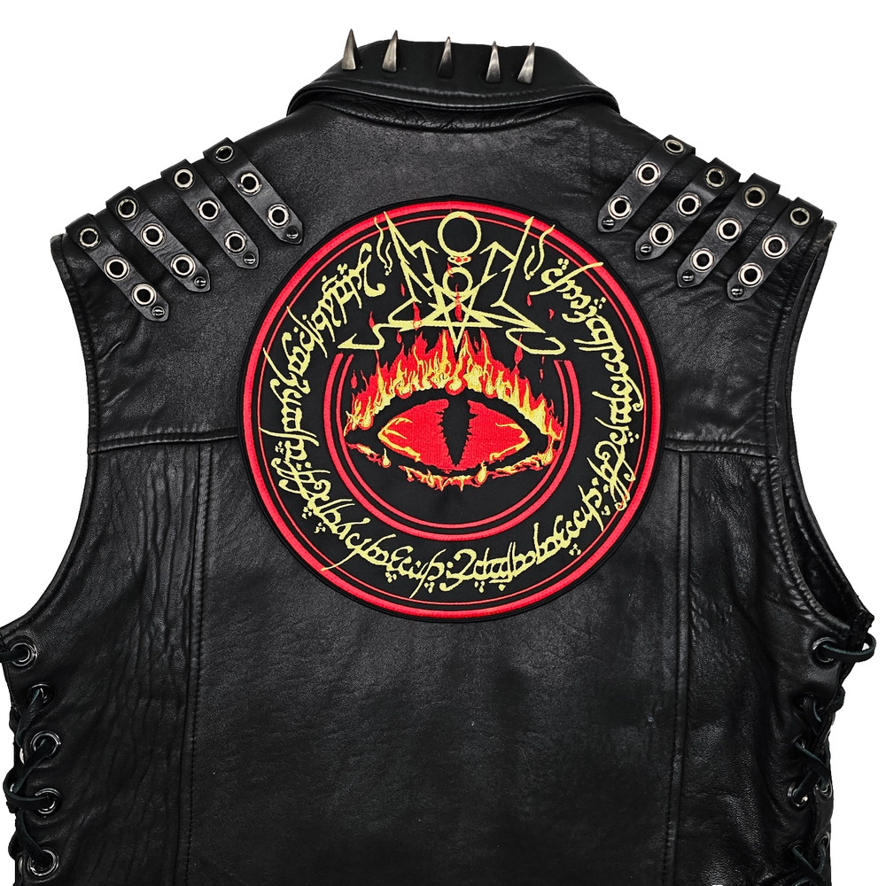 SUMMONING EYE OF SAURON LOGO CIRCLE BORDER EMBROIDERED BACKPATCH
