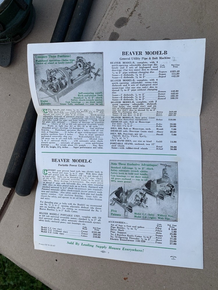 Beaver Pipe Tools Threader No. 6 , Pipe Threader