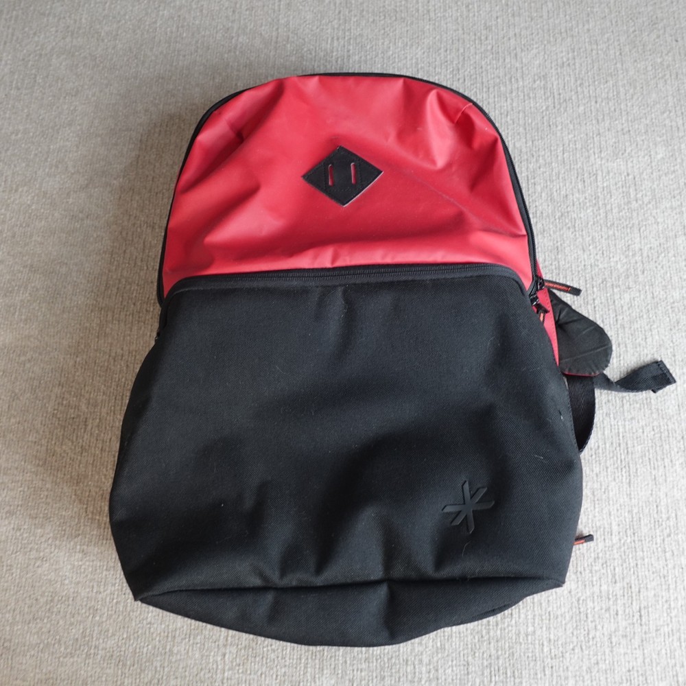 Shrine Backpack Black Red Solid Sneaker Compartment Travel