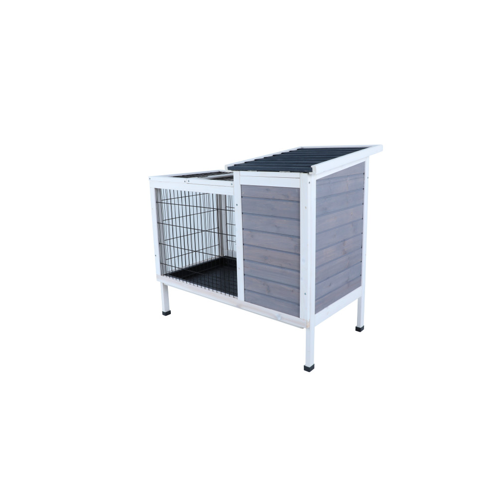 Two-Tier Rabbit Cage with Removable Exercise Run and Leak-Proof Plastic Tray