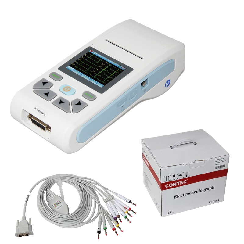ECG90A 12 Leads Single Channel EKG ECG Machine USB Software Printer+Bag