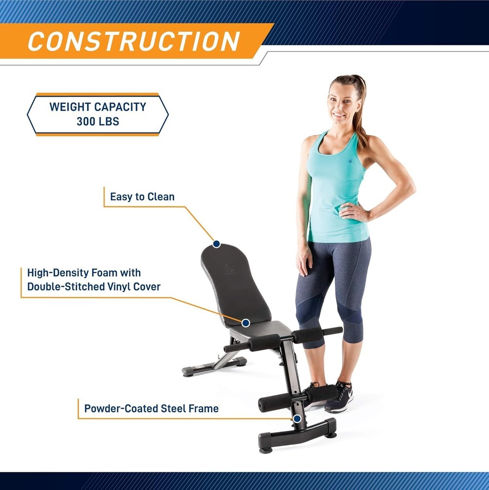 All-in-One Adjustable Workout Bench - Incline, Decline, Flat Exercises - Black