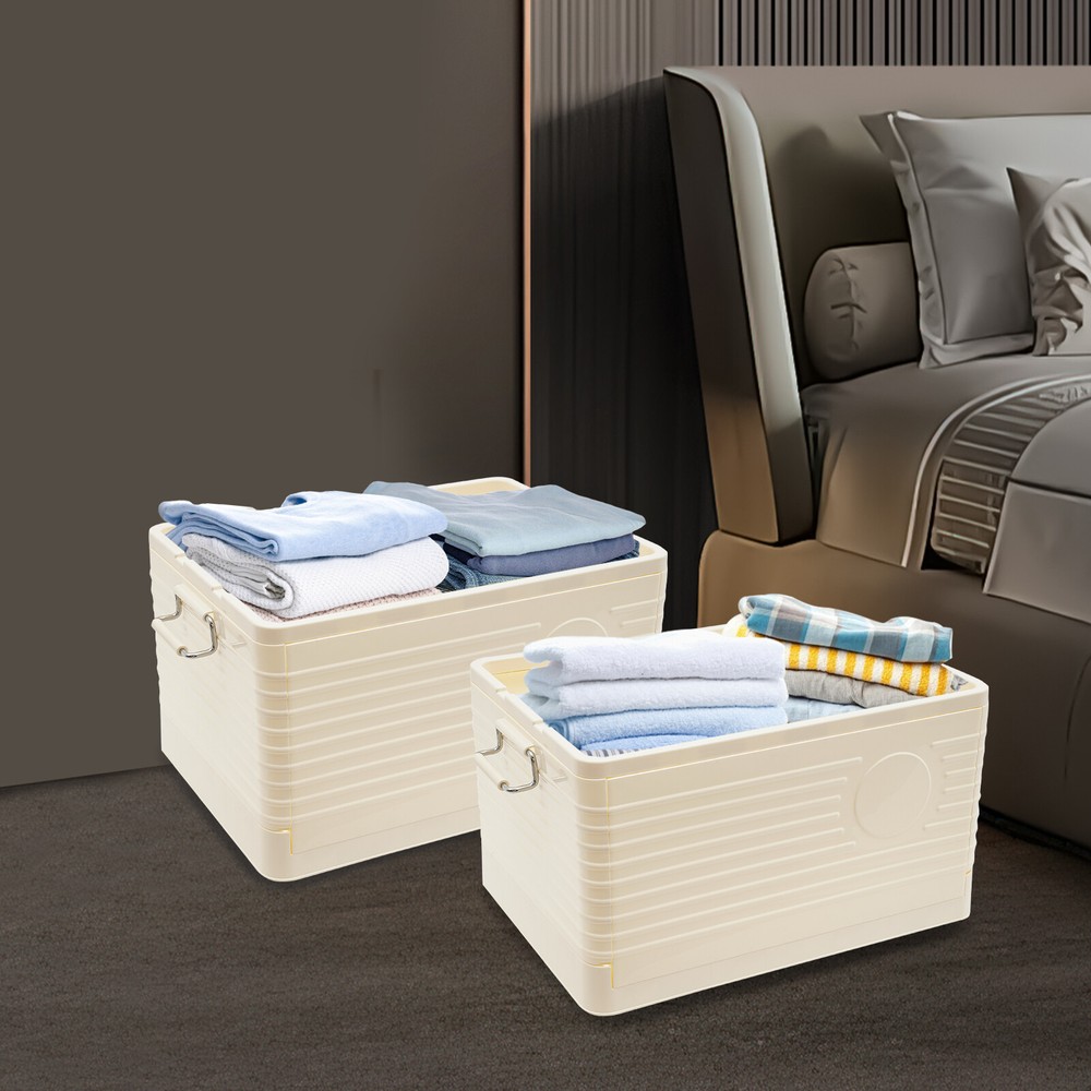 2-tier Foldable Storage Bin Stackable Storage Storage Box Home 62.3QT Capacity