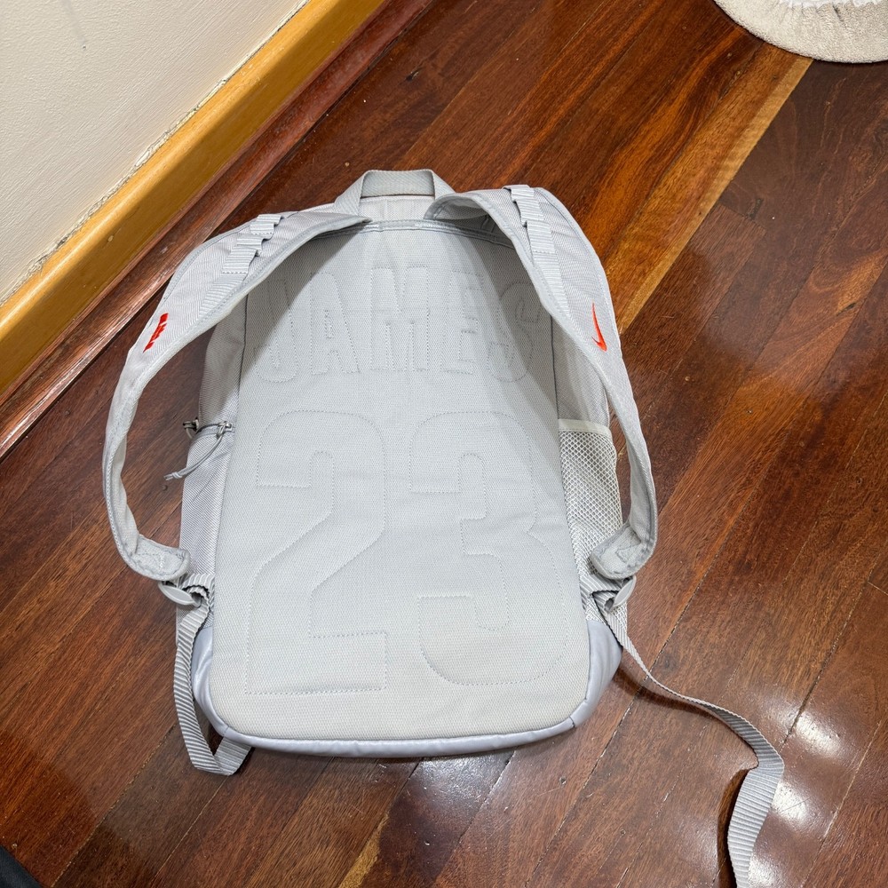 Nike LeBron James Backpack Grey Strive For Greatness 23 Embossed Panel Sports