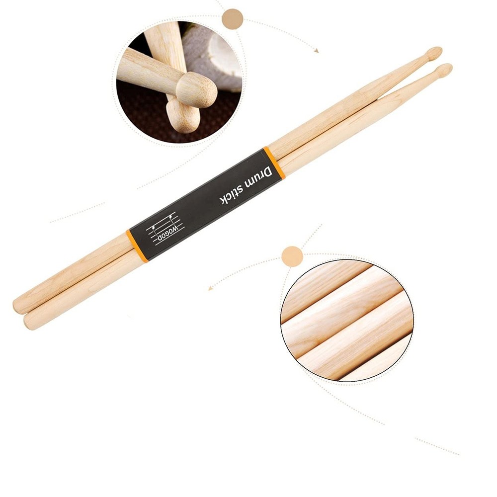 WOGOD 5A Drum Sticks Maple Drumsticks (Two pair) Two pair, pair