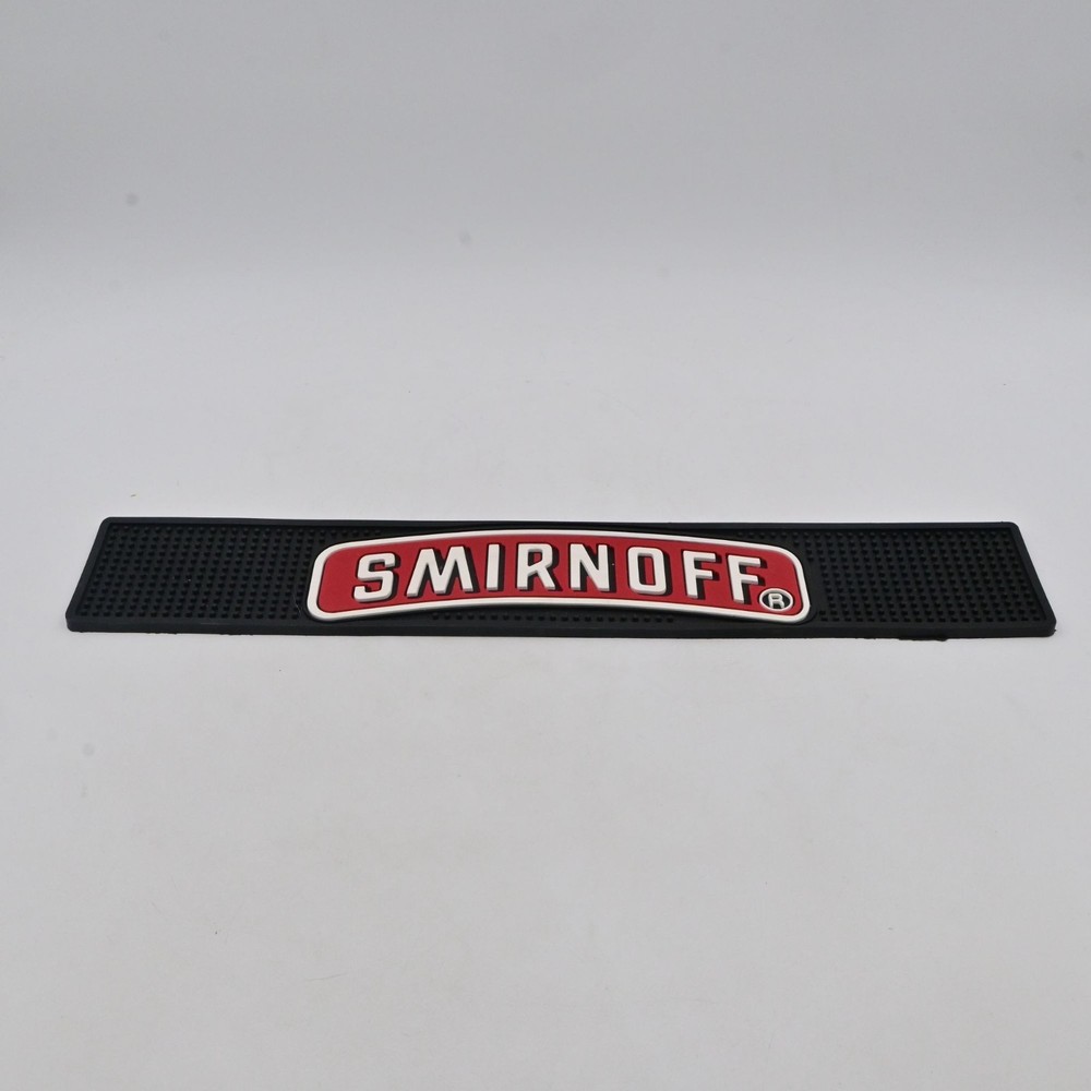 Smirnoff Bar Mat Rubber Non-Slip Spill-Proof Design Black & Red