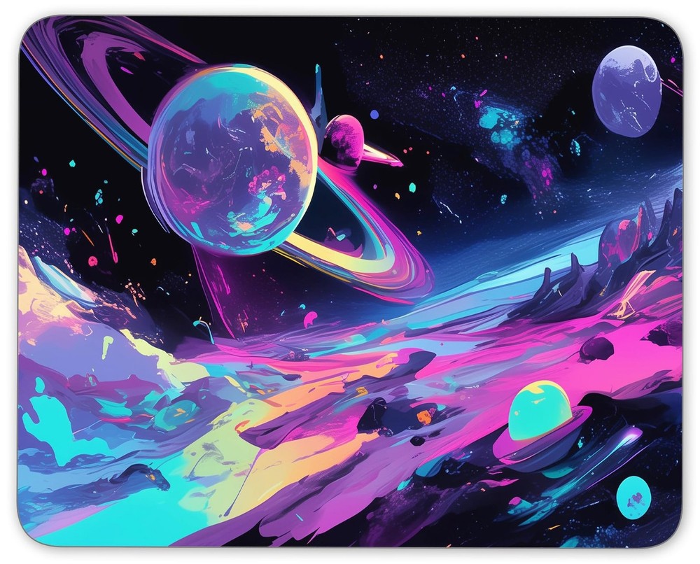 Office Non Slip Rubber Galaxy Planet Rectangular Game Desktop Decorative Mous...
