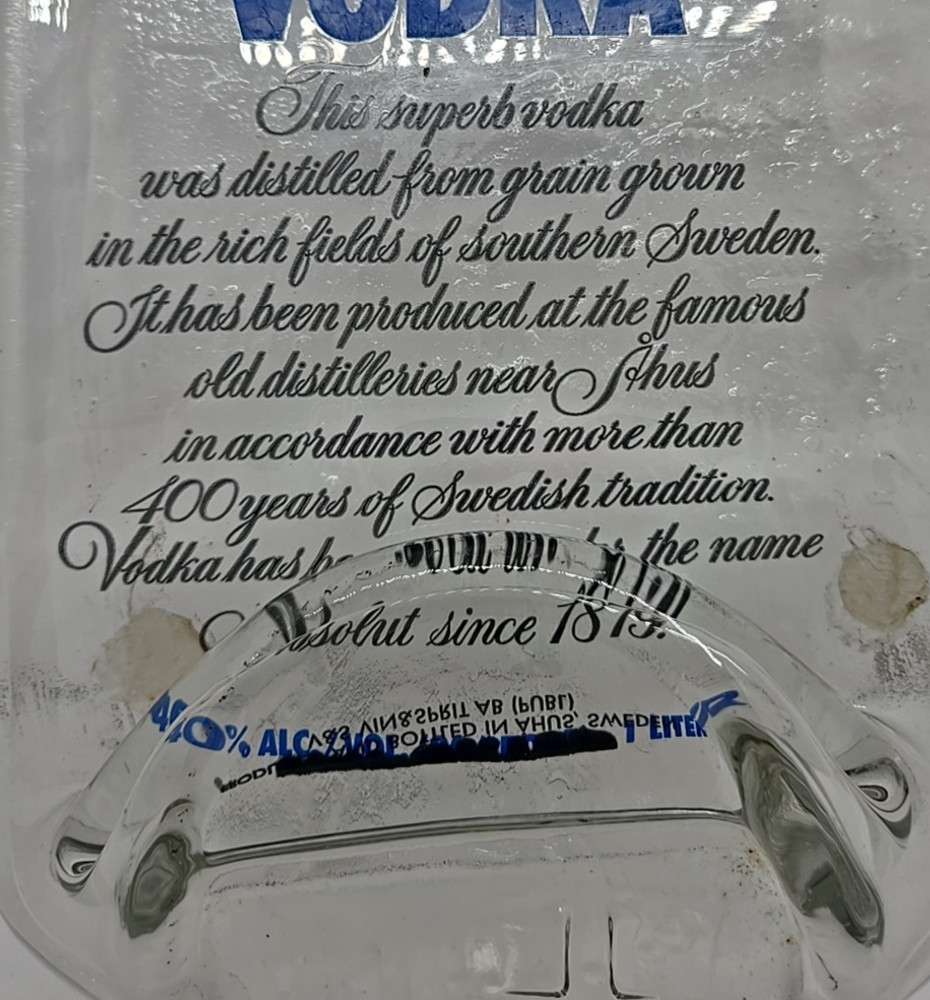 Absolut Vodka Flat Melted Bottle Cutting Board Cheeseboard Wall Decor Barware