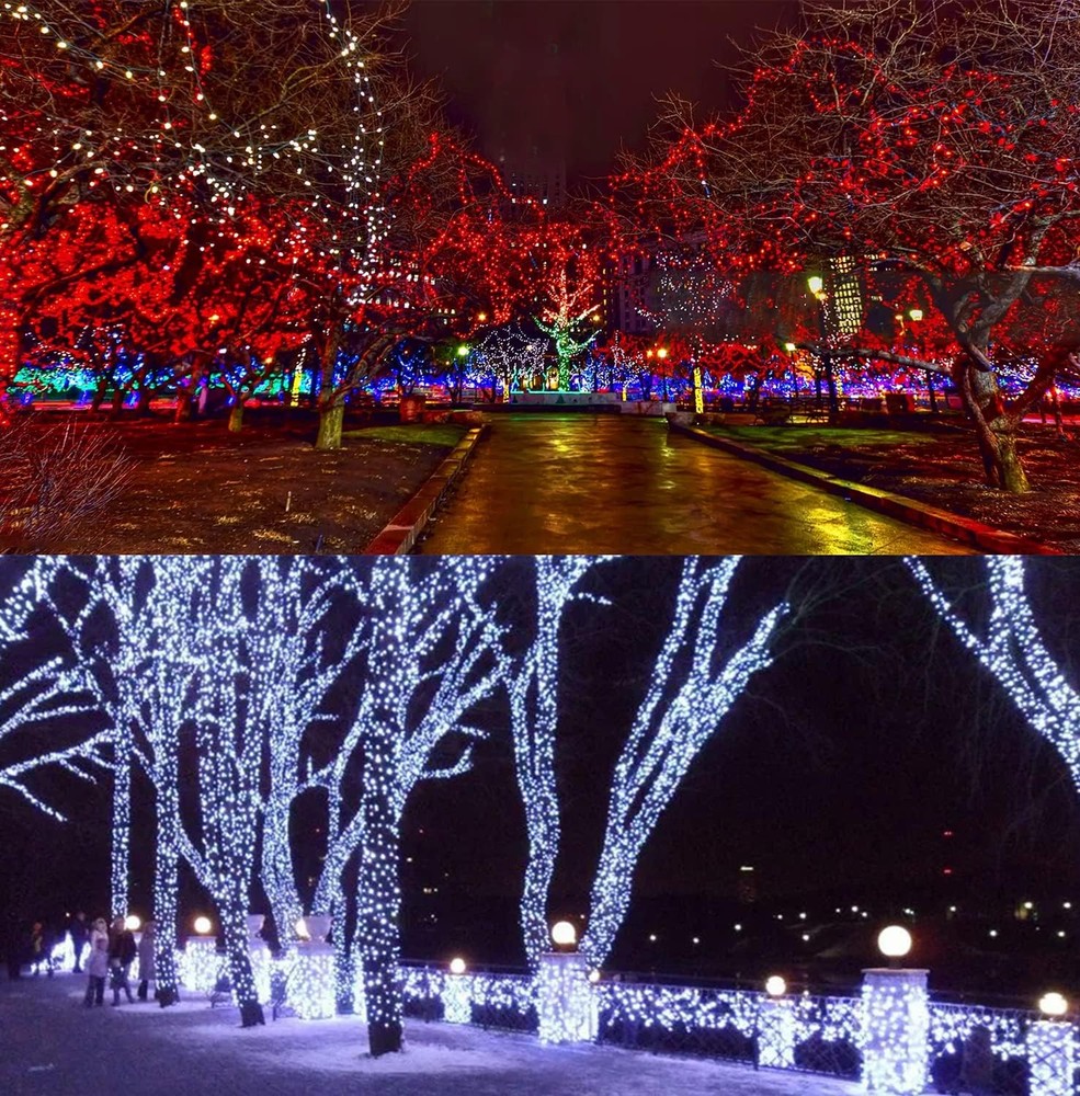 OZS Connectable Red and White Christmas 2Pack Total 400LED, &