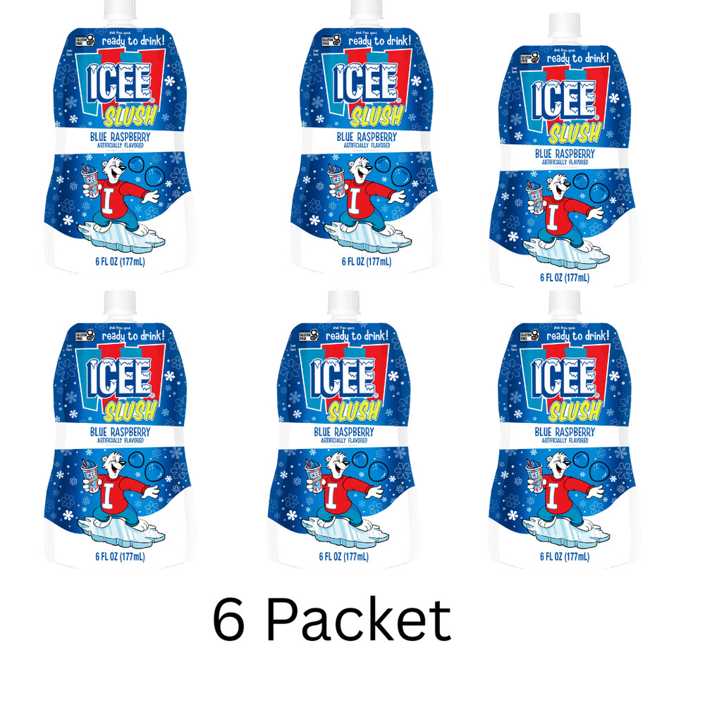 Icee Slush Blue Raspberry Freeze & Squeeze Drink Pouch, 6 fl oz, 6 packets